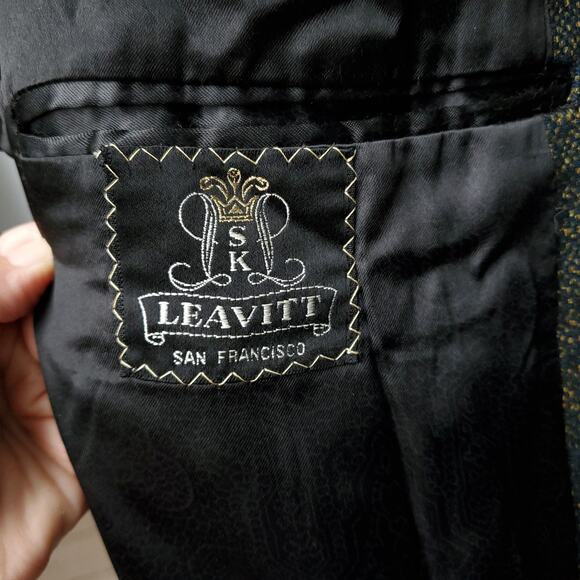 Vintage Leavitt Green Wool Long Trench Coat Overcoat  52" chest x 39.5" length - Picture 15 of 16